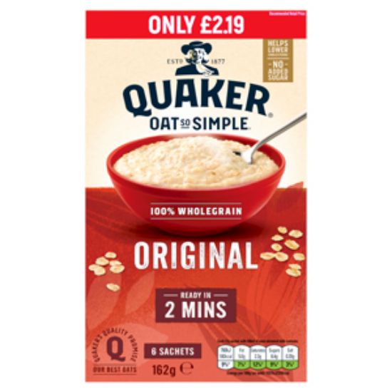 Picture of Quaker Oats Sachets Original PM £2.19 162g x8